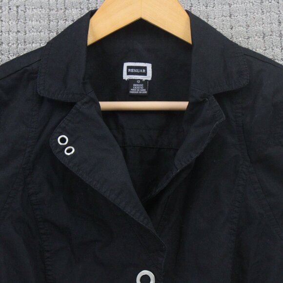 Renuar Shirt Womens Size 12 Black Button Down Short Sleeve Pockets Collared - Picture 5 of 9